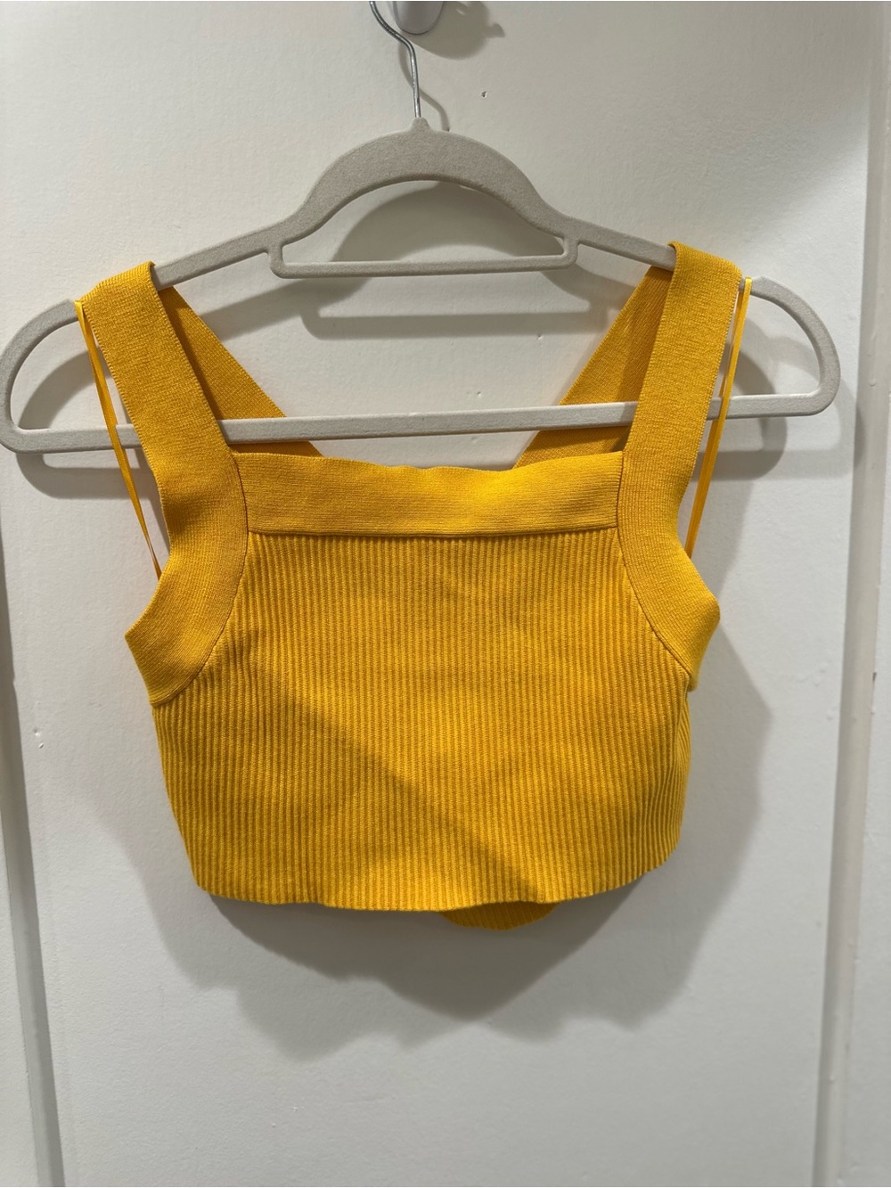 House of Harlow 1960 Ribbed Square-Neck Crop Tank in Yellow